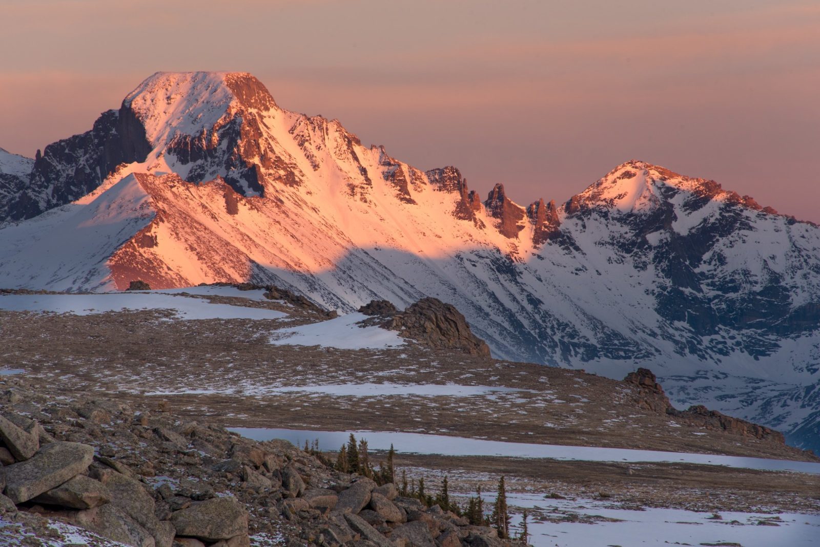 Alpenglow on Longs Peak