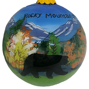 Ornament - RMNP Fall Bear Scene Glass