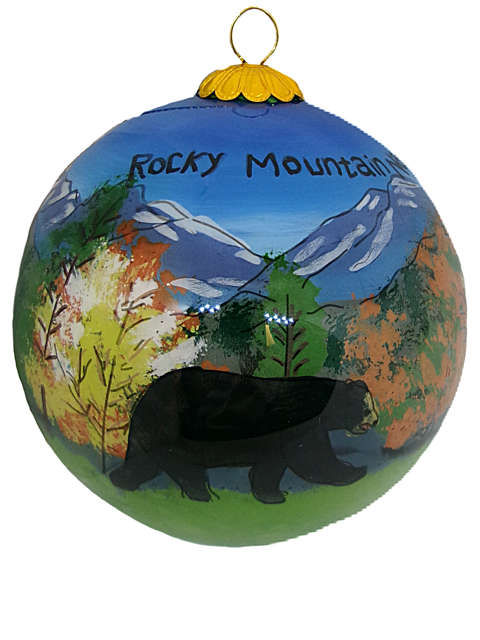 Ornament - RMNP Fall Bear Scene Glass