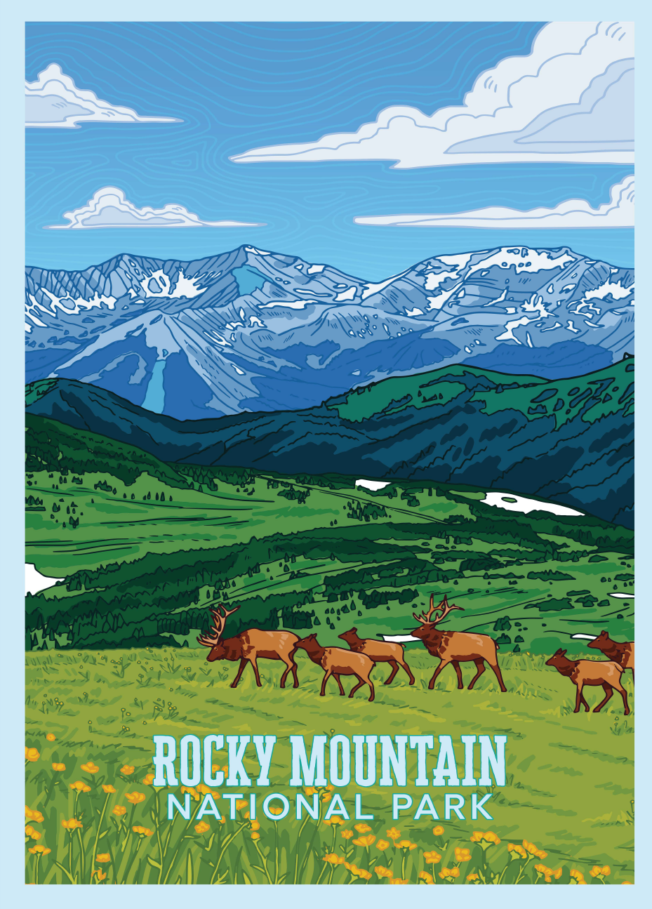 Poster - RMNP Elk Scene